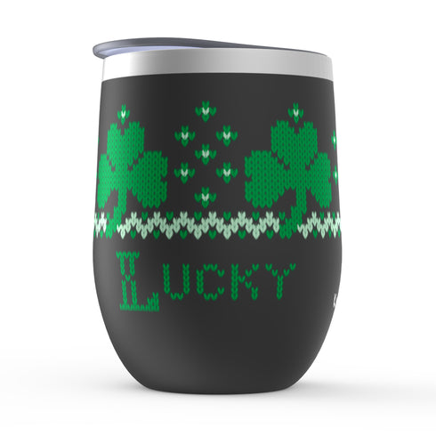 Shamrock Stemless Wine Tumblers, Irish Knitter Wine Tumbler, Knitter Gift, Red Headed Knitter Gift, Knitting Tumbler